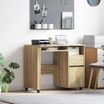 vidaXL Bureau met Wielen Sonoma Eik 91 x 50 x 77 cm Bewerkt, Verzenden
