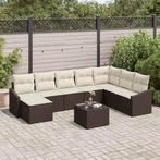vidaXL Tuinbank Set 9 pcs Bruin Poly rattan, Tuin en Terras, Verzenden, Nieuw