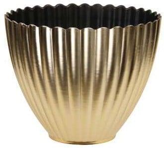 Bloempot Bloemenvaas met ribbels Goud 16x13 cm, Huis en Inrichting, Woonaccessoires | Kunstplanten en Kunstbloemen, Nieuw