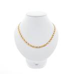 Bicolor gouden marine schakel ketting; Heren | 64 cm, Handtassen en Accessoires, Kettingen, Ophalen of Verzenden, Gebruikt, Overige kleuren