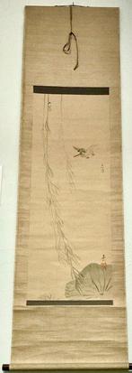 Kakejiku hanging scroll IJsvogel met visje 1900-1910 -