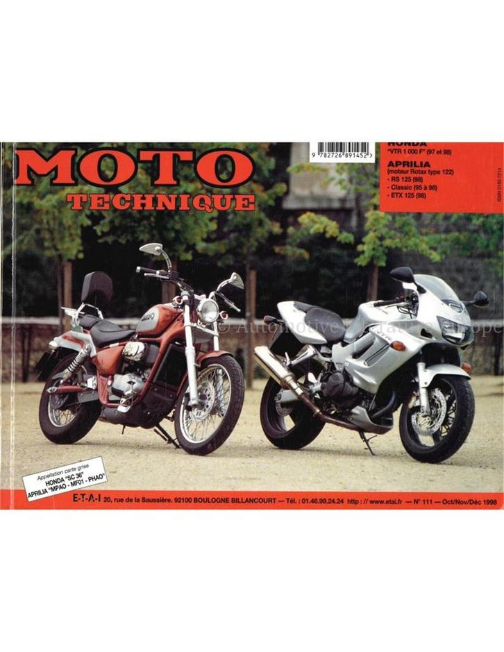 REVUE MOTO TECHNIQUE No. 111 (HONDA VTR 1000, APRILIA RS, Boeken, Auto's | Boeken
