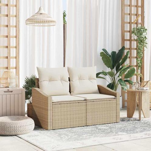 vidaXL Tuin Sofa met kussen Beige 123 x 62 x 69 cm poly, Tuin en Terras, Tuinsets en Loungesets, Nieuw, Verzenden