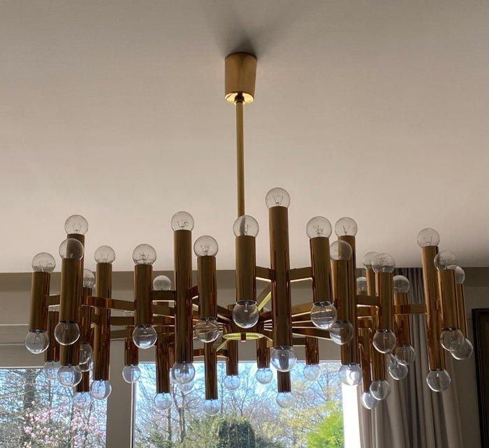 Kroonluchter - Messing, Glas - Prachtige messing luchter, Antiek en Kunst, Antiek | Verlichting