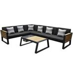 Higold New-York hoek loungeset 5-delig zwart aluminium teak