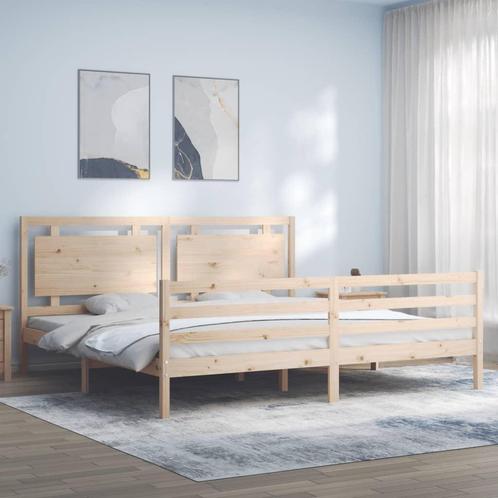 vidaXL Bedframe met hoofdbord massief hout 200x200 cm, Huis en Inrichting, Slaapkamer | Bedden, Nieuw, Verzenden