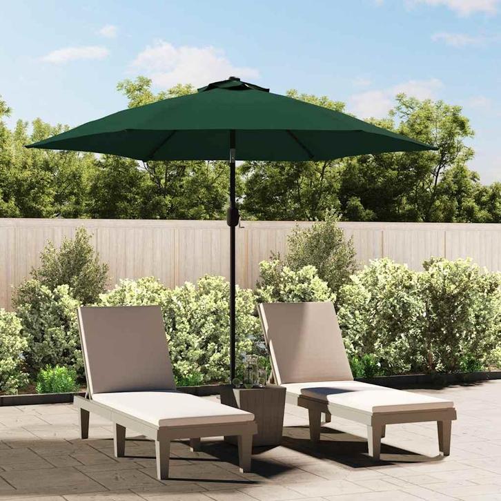 vidaXL Zweefparasol met LED 3,5 m groen, Tuin en Terras, Parasols, Nieuw, Verzenden