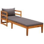 vidaXL Ligbed met donkergrijze kussens massief acaciahout, Tuin en Terras, Verzenden, Nieuw