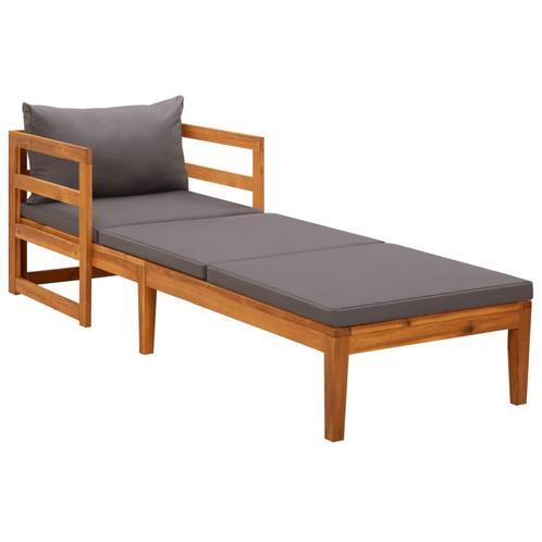 vidaXL Ligbed met donkergrijze kussens massief acaciahout, Tuin en Terras, Tuinsets en Loungesets, Nieuw, Verzenden