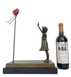 Sculpture, Girl waving the balloon - 39 cm - Bronze, Marbre