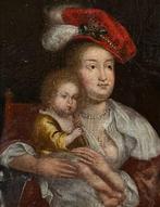 German School (XVIII) - Portrait of a noble woman with child