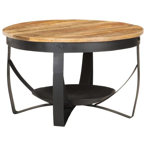 vidaXL Salontafel Ø 68x43 cm ruw mangohout, Huis en Inrichting, Tafels | Salontafels, Nieuw, Verzenden