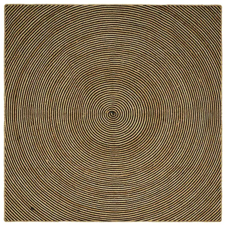 vidaXL Tapijt Natuurlijk en zwart 200 x 200 cm Jute, Maison & Meubles, Ameublement | Tapis & Moquettes, Envoi