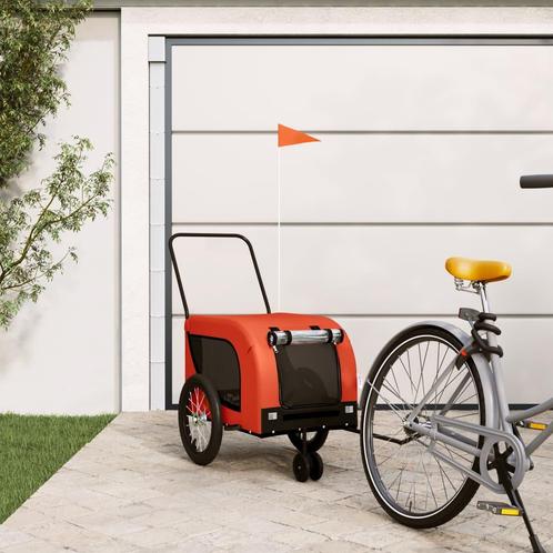 vidaXL Hondenfietstrailer oxford stof en ijzer oranje en, Dieren en Toebehoren, Overige Dieren-accessoires, Nieuw, Verzenden