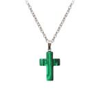 Fako Bijoux® - Ketting - Kruisje Mini - Malachiet -, Handtassen en Accessoires, Kettingen, Verzenden, Nieuw