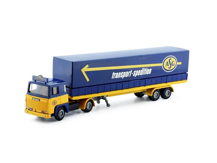 Schaal 1:50 Tekno 80088 Zweden 1980 ASG Huifoplegger #4075, Hobby en Vrije tijd, Modelauto's | 1:50, Gebruikt, Tekno, Ophalen of Verzenden
