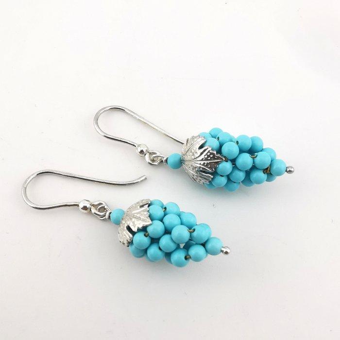 Turquoise - Argentum 925 - Oorbellen - druiventros oorbellen, Verzamelen, Mineralen en Fossielen