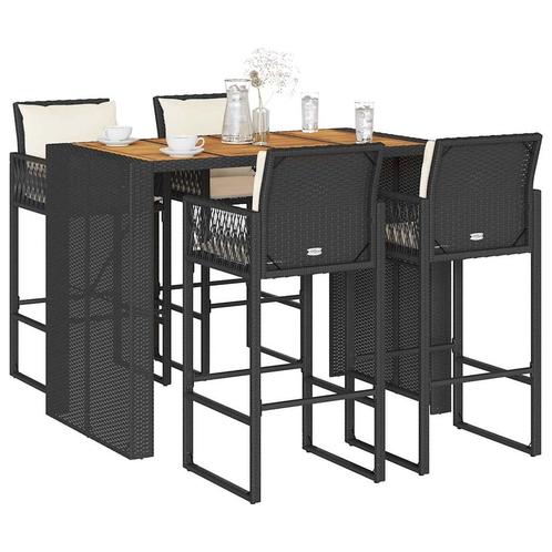 vidaXL 5-delige Tuinbarset met kussens poly rattan acacia, Tuin en Terras, Tuinsets en Loungesets, Nieuw, Verzenden
