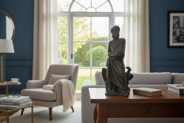 Beeld, Dante Alighieri con aquila - 19.5 cm - Gepatineerd, Antiek en Kunst, Antiek | Keramiek en Aardewerk