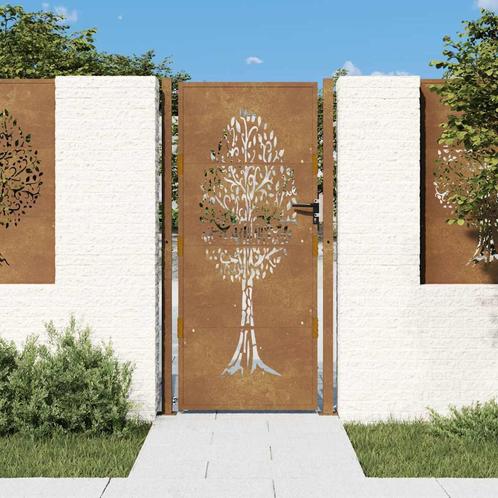 vidaXL Poort 105x180 cm boomontwerp cortenstaal, Tuin en Terras, Tuinpoorten, Nieuw, Verzenden
