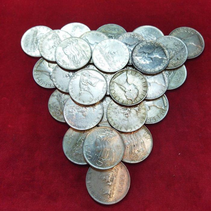 Italië, Republiek 500 Lire argento (30 monete), Postzegels en Munten, Munten | Europa | Niet-Euromunten