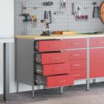 vidaXL Werk Cabinet met lade 2 pcs Rood en Grijs 100 x 55 x, Doe-het-zelf en Bouw, Hang- en Sluitwerk, Verzenden, Nieuw