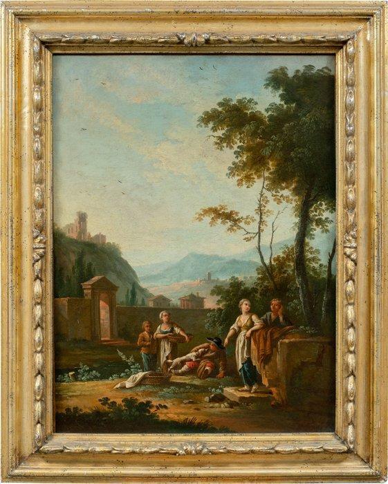 Jean Baptiste Caudot (1682-1757) - Arcadian Landscape with, Antiek en Kunst, Kunst | Schilderijen | Klassiek