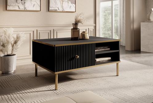 Vanty salontafel met lade hotel chique mat zwart goud, Maison & Meubles, Tables | Tables de salon, Envoi