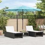 vidaXL Parasol met stalen paal 324x324x247 cm blauw, Verzenden
