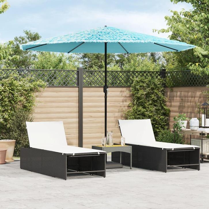 vidaXL Parasol met stalen paal 324x324x247 cm blauw, Jardin & Terrasse, Parasols, Envoi