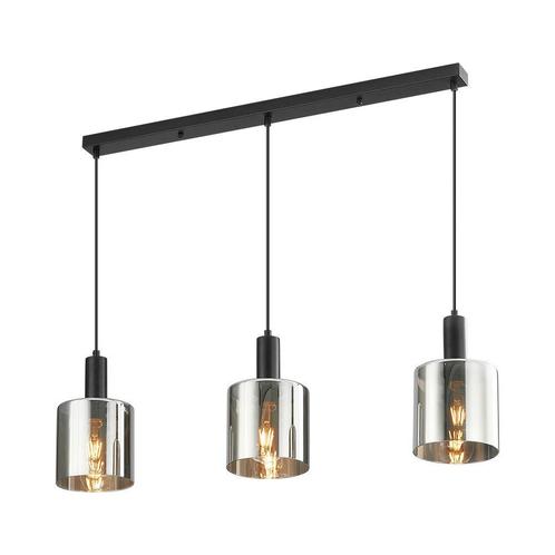 Hanglamp 3xE27 Smoky Glass, Huis en Inrichting, Lampen | Hanglampen, Nieuw, Metaal, Verzenden