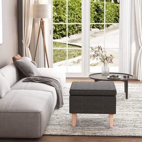 vidaXL Kruk met houten poten stof donkergrijs, Huis en Inrichting, Stoelen, Nieuw, Verzenden