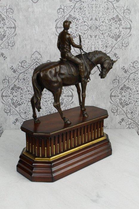 Sculpture, Jockey te paard - 52.4 cm - Bois, Bronze, Antiek en Kunst, Kunst | Designobjecten
