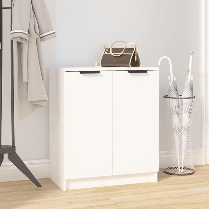 vidaXL Schoenenkast 59x35x70 cm bewerkt hout wit, Huis en Inrichting, Kasten | Overige, Nieuw, Verzenden
