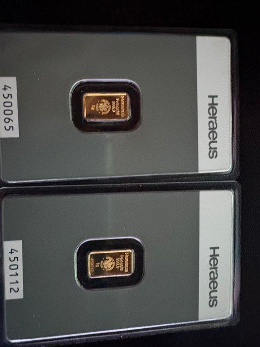 2 gram - Goud .999 - Heraeus, Germany - Verzegeld, Postzegels en Munten, Edelmetalen en Baren