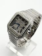 Cartier - Santos de Cartier Custom Diamonds Iced Out -, Handtassen en Accessoires, Horloges | Heren, Nieuw