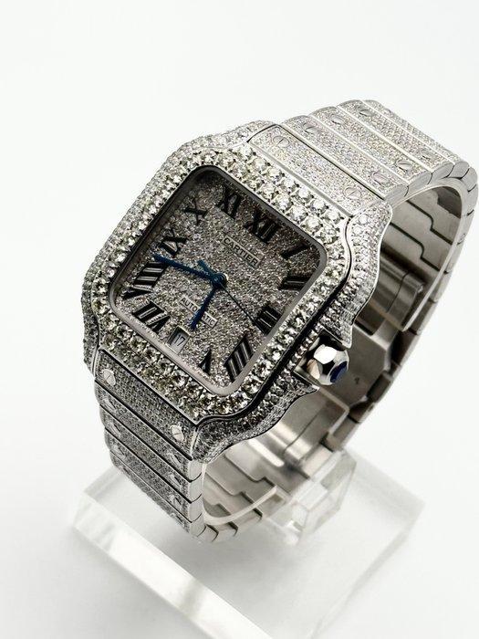 Cartier - Santos de Cartier Custom Diamonds Iced Out -, Handtassen en Accessoires, Horloges | Heren