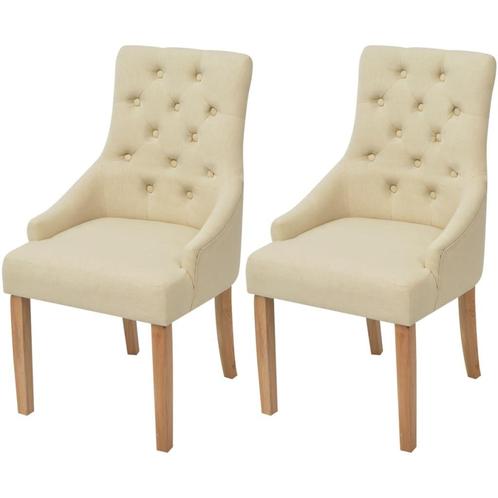 vidaXL Chaises à manger lot de 2 crème tissu, Maison & Meubles, Chaises, Neuf, Envoi