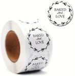 Sluitstickers baked with love rond etiket 2,5 cm rol 500, Nieuw