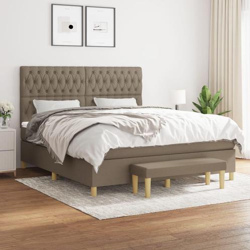 vidaXL Boxspring met matras stof taupe 180x200 cm, Huis en Inrichting, Slaapkamer | Bedden, Nieuw, Verzenden