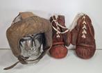 Antique Leather Boxing Head protector + Boxing Gloves