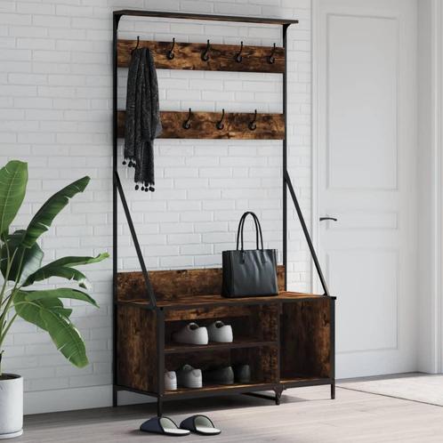 vidaXL Kledingrek met schoenenrek 100x41x184 cm gerookt, Huis en Inrichting, Kasten | Kleerkasten, Nieuw, Verzenden