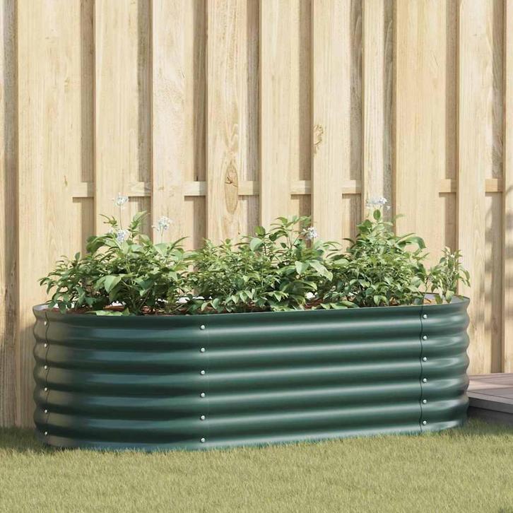 vidaXL Verhoogd bed Groen 160 x 80 x 44 cm Staal, Tuin en Terras, Bloempotten, Nieuw, Verzenden