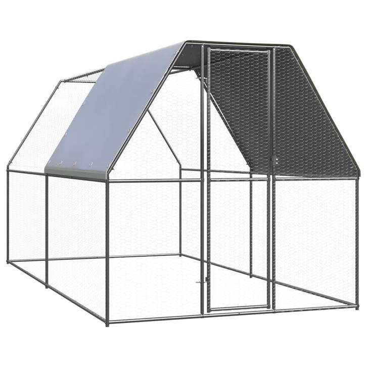 vidaXL Kippenhok 2x4x2 m gegalvaniseerd staal, Animaux & Accessoires, Rongeurs & Lapins | Cages & Clapiers, Envoi
