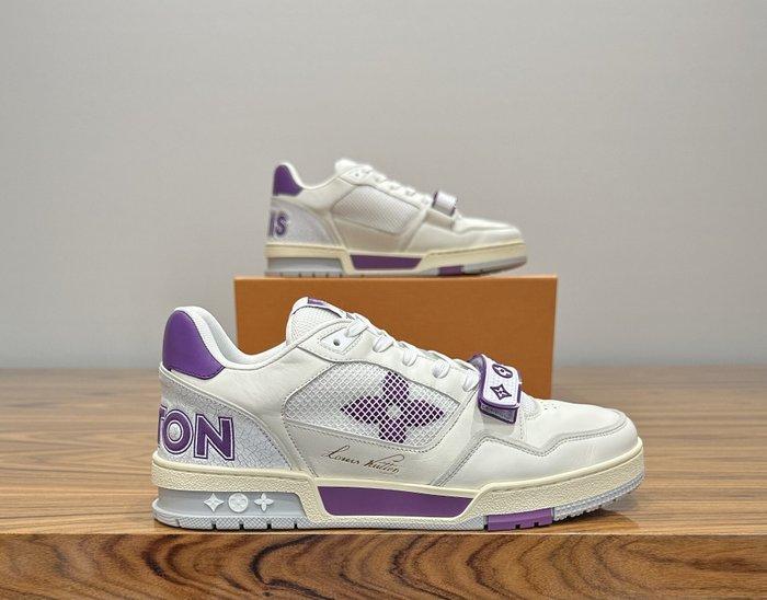 Louis Vuitton - LV Trainer White/Purple Leather and Mesh -, Kleding | Heren, Schoenen