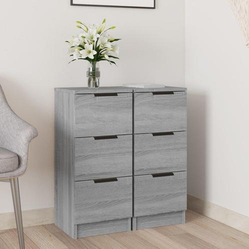 vidaXL Dressoirs 2 st 30x30x70 cm bewerkt hout grijs sonoma, Huis en Inrichting, Kasten | Dressoirs, Nieuw, Verzenden