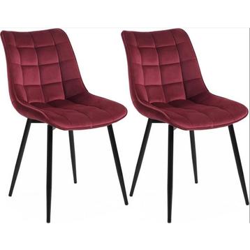 2x eetkamer stoel - bordeaux rood - modern - met vierkant, Verzenden