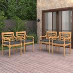 vidaXL Stoelen Batavia 4 st met kussens massief teakhout, Tuin en Terras, Tuinstoelen, Verzenden, Nieuw