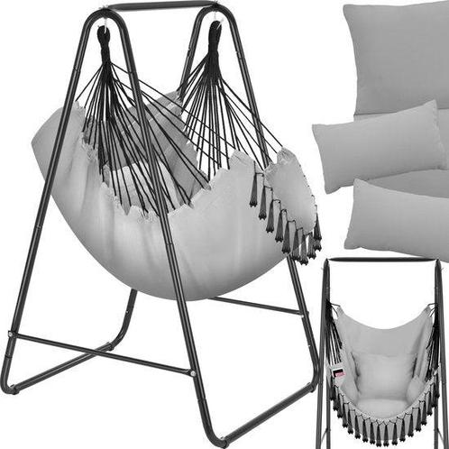 Tweedekans | tectake® Hangstoel Boho-stijl met decoratieve, Huis en Inrichting, Fauteuils, Ophalen of Verzenden
