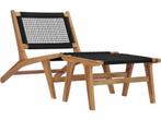 vidaXL - Ligbed - met - voetensteun - massief - teakhout -, Tuin en Terras, Verzenden, Zo goed als nieuw